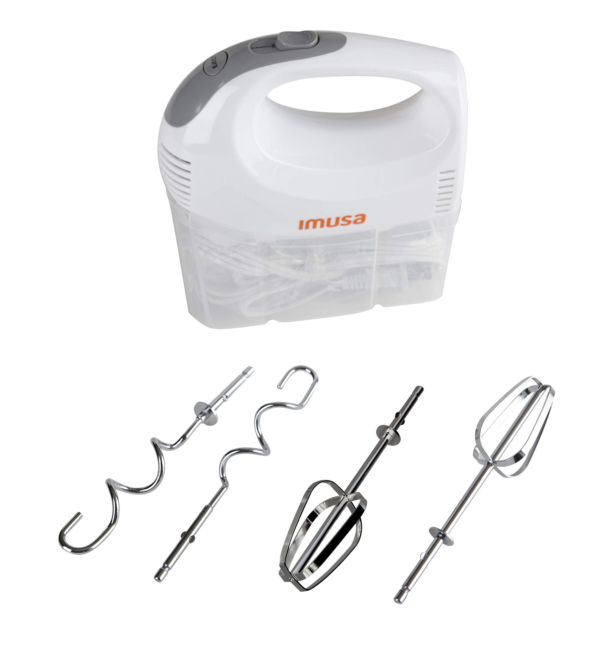 IMUSA USA Hand Mixer with Case 5-Speed ,White, Small