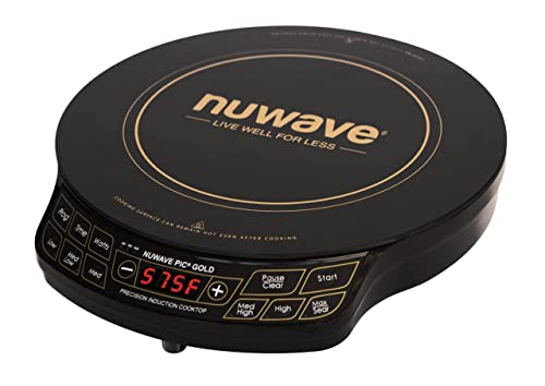 Nuwave (Renewed) Gold Precision Induction Cooktop, Portable, Large 8” Heating Coil, 12” Shatter-Proof Ceramic Glass Surface, 51 Temp Settings from 100°F - 575°F, 3 Watt Settings 600, 900, & 1500 Watts