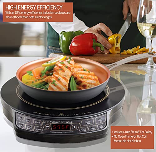 Nuwave (Renewed) Gold Precision Induction Cooktop, Portable, Large 8” Heating Coil, 12” Shatter-Proof Ceramic Glass Surface, 51 Temp Settings from 100°F - 575°F, 3 Watt Settings 600, 900, & 1500 Watts