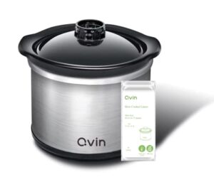 qvin 0.65 qt mini slow cooker warmer with 10pcs slow cooker lines for 0.5qt-0.75qt pots