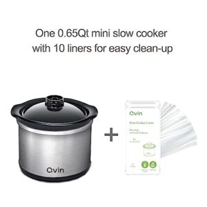 Qvin 0.65 qt mini slow cooker warmer with 10pcs slow cooker lines for 0.5Qt-0.75qt pots