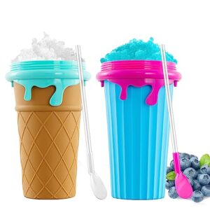 double layers slushie cup, diy homemade squeeze icy cup, leevot frozen magic squeeze slushy maker cup turn anything into a slushy