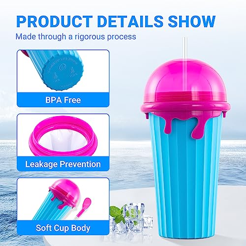 Double Layers Slushie Cup, DIY Homemade Squeeze Icy Cup, LEEVOT Frozen Magic Squeeze Slushy Maker Cup Turn Anything Into A Slushy