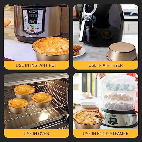 Air Fryer Mini Pie Pan Tart Tins, Jumbo Muffin Cupcake Pan 4 Inch Air Fryer Hamburger Bun Mold, 3PCS Non-Stick Air Fryer Egg Baking Pan Individual Mini Cake Pans for Baking Air Fryer Accessories