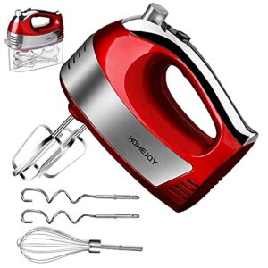 hand mixer electric,homejoy upgrade 5-speed hand mixer with turbo,kitchen hand held mixer with box,5 stainless steel accessories, for egg, cake, cream, dough,red
