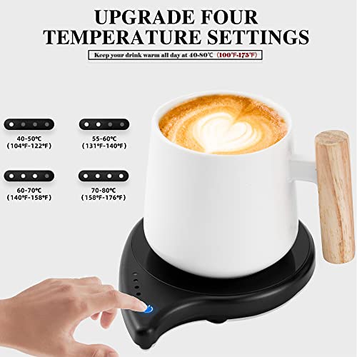 Coffee Mug Warmer for Desk, Smart Cup Warmer with 4 Temperature Settings & Auto Shut Off,Electric Warming Plate for Beverage Tea Coffee Water Milk (Black-No Mug)