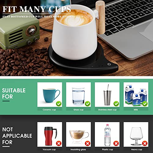 Coffee Mug Warmer for Desk, Smart Cup Warmer with 4 Temperature Settings & Auto Shut Off,Electric Warming Plate for Beverage Tea Coffee Water Milk (Black-No Mug)