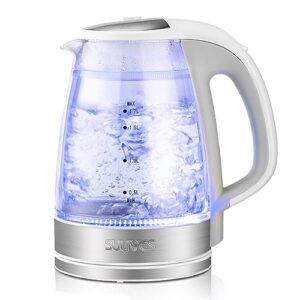sulives electric kettle, 1.7l double wall water boiler, 1200w hot water kettle with auto shut-off and boil-dry protection