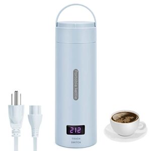 travel electric kettle, shineme portable mini electric kettle with temperature control and lcd display, 350ml stainless steel kettle water boiler fast boil and auto shut off (blue)