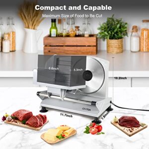 OSTBA Meat Slicer, Electric Deli Food Slicer with Removable Stainless Steel Blades, Adjustable Thickness Meat Slicer for Home Use, Easy to Clean, Ideal for Cold Cuts, Cheese, Bread, Fruit,150W