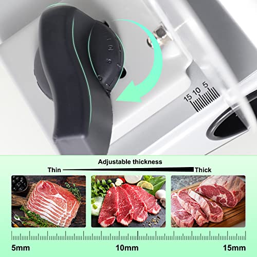 OSTBA Meat Slicer, Electric Deli Food Slicer with Removable Stainless Steel Blades, Adjustable Thickness Meat Slicer for Home Use, Easy to Clean, Ideal for Cold Cuts, Cheese, Bread, Fruit,150W