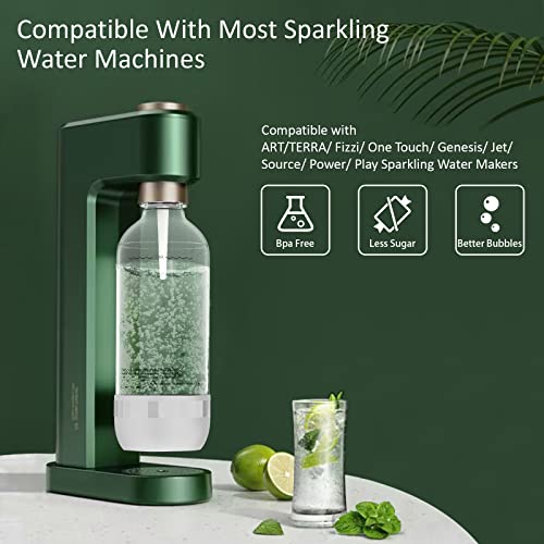 pinci Reusable Soda Stream 1-Liter Carbonating Bottles,BPA-Free Sparkling Water Bottle,Compatible Soda-stream Water Maker(White)