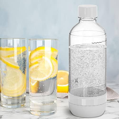 pinci Reusable Soda Stream 1-Liter Carbonating Bottles,BPA-Free Sparkling Water Bottle,Compatible Soda-stream Water Maker(White)