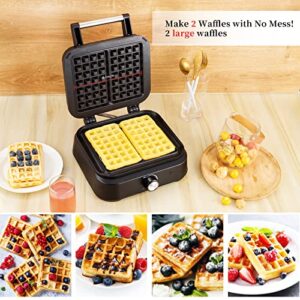 FELAYZA Aluminum Waffle Maker, 1500W Belgian Waffle Maker with Adjustable Temperature Control, Non-Stick Mini Waffle Easy Clean up Waflera Electrica with Cool Touch Handle(GLOSSY)