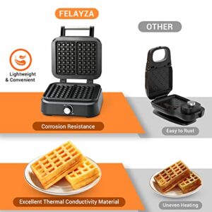 FELAYZA Aluminum Waffle Maker, 1500W Belgian Waffle Maker with Adjustable Temperature Control, Non-Stick Mini Waffle Easy Clean up Waflera Electrica with Cool Touch Handle(GLOSSY)