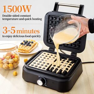 FELAYZA Aluminum Waffle Maker, 1500W Belgian Waffle Maker with Adjustable Temperature Control, Non-Stick Mini Waffle Easy Clean up Waflera Electrica with Cool Touch Handle(GLOSSY)