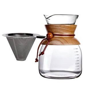 AGOGO Pour Over Coffeemaker Dripper with 304 Stainless Steel Filters Carafe High Capacity 10 Cup