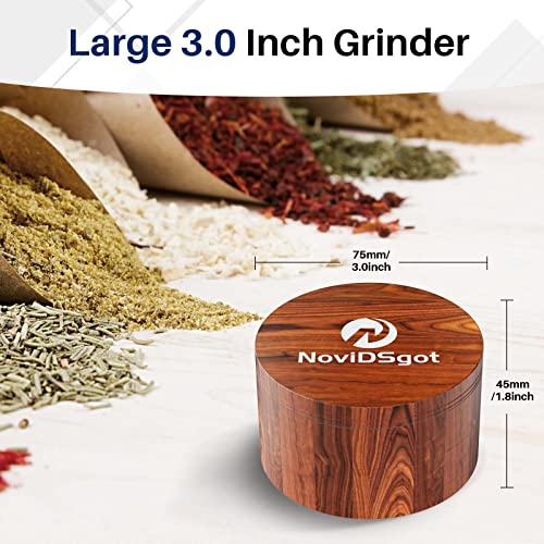 NoviDSgot Spice Grinder 3.0 Inch, Large 3'' Grinder, Wooden Brown