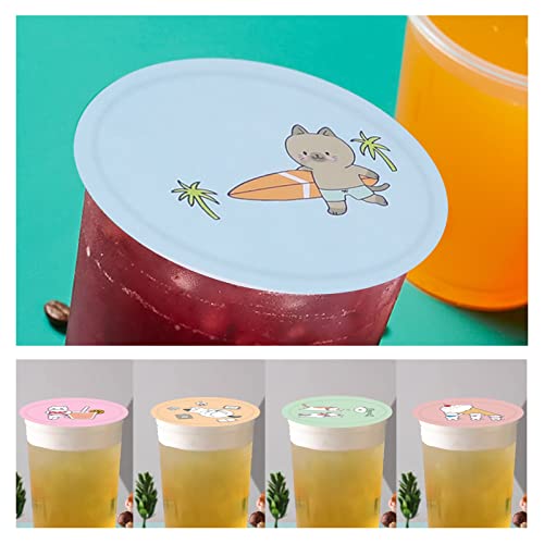 JIAWANSHUN Tea Cup Sealer Film Roll Cup Sealing Film Paper Sealing Film 1600pcs per Roll for Plastic and Paper Cup 90-105mm (3.5"- 4")