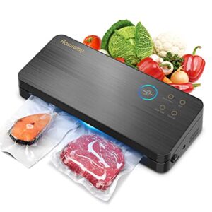 vacuum sealer machine, 85kpa food sealer with built-in cutter and bag storage(up to 20 feet length), dry & moist food modes, touch control panel, led indicator lights, compact design, lab tested