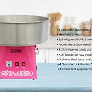 ANFIRE Commercial Electric Cotton Candy Machine Pink Candy Floss Maker for Kits or Party - Includes 10 Cones & Scoop