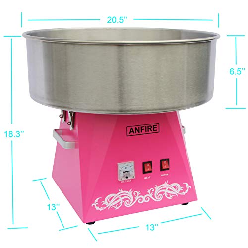 ANFIRE Commercial Electric Cotton Candy Machine Pink Candy Floss Maker for Kits or Party - Includes 10 Cones & Scoop