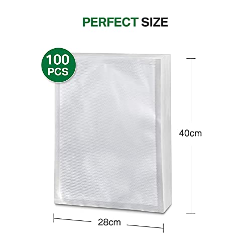 CROMIFY Vacuum Sealer Bags, 100pcs 11" x 16" Bags for Food Saver, Seal a Meal, Sous Vide, Food Preservation, BPA Free and Heavy Duty, Commercial Grade Pre-Cut Food Sealer Bags