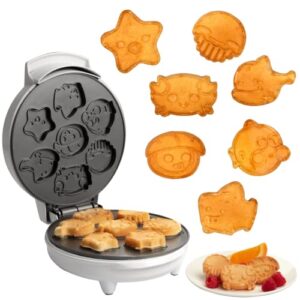 sea creature mini waffle maker- create 7 different ocean animal shapes in minutes, make breakfast fun and cool for kids & adults w/ novelty aquatic pancakes - electric non-stick waffler iron, fun gift