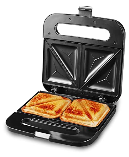 Elite Gourmet ESM2207SS Sandwich Panini Maker Grilled Cheese Machine Tuna Melt Omelets Non-stick Cooking Surface, 2 Slice, 750 Watts, Stainless Steel