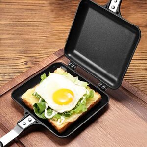 Sandwich Maker, Non-stick Hot Sandwich Maker Panini Grill Pans with Handle Aluminum Flip Pan for Home Kitchen