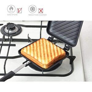 Sandwich Maker, Non-stick Hot Sandwich Maker Panini Grill Pans with Handle Aluminum Flip Pan for Home Kitchen