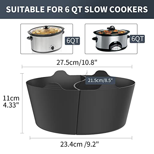 Silicone Slow Cooker Liners for Crockpot & Hamilton Beach Slow Cookers 6 Quart,Reusable Silicone Slow Cooker Divider Insert, Silicone Liners,Dishwasher Safe Cooking Liners for 6 QT Pot