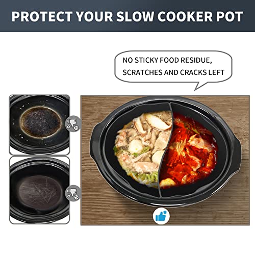 Silicone Slow Cooker Liners for Crockpot & Hamilton Beach Slow Cookers 6 Quart,Reusable Silicone Slow Cooker Divider Insert, Silicone Liners,Dishwasher Safe Cooking Liners for 6 QT Pot