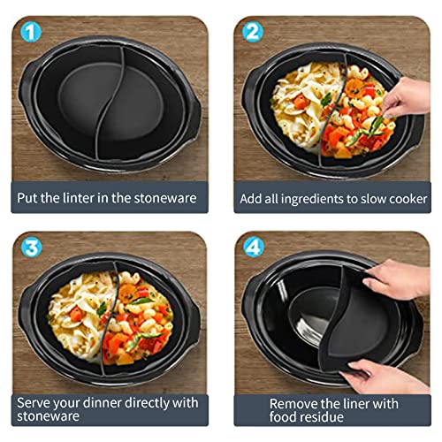 Silicone Slow Cooker Liners for Crockpot & Hamilton Beach Slow Cookers 6 Quart,Reusable Silicone Slow Cooker Divider Insert, Silicone Liners,Dishwasher Safe Cooking Liners for 6 QT Pot