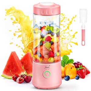 Portable Blender, Personal Blender for Shakes and Smoothies 13.5 Oz Blender Bottles with 6 Sharp Blades Hand-held Blender for Kitchen Gym Travel Office