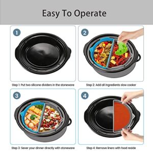 AITRIMYX 2-Pack Suitable for 4-5 QT Slow Cooker Liner Reusable Silicone Slow Cooker Liner Slow Cooker Partition Pad Leak Proof Crocker Cooker Divider Insert Piece Dishwasher Easy Clean BPA-Free Slow Cooker Liner (Gray and Blue)