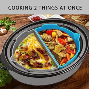 AITRIMYX 2-Pack Suitable for 4-5 QT Slow Cooker Liner Reusable Silicone Slow Cooker Liner Slow Cooker Partition Pad Leak Proof Crocker Cooker Divider Insert Piece Dishwasher Easy Clean BPA-Free Slow Cooker Liner (Gray and Blue)