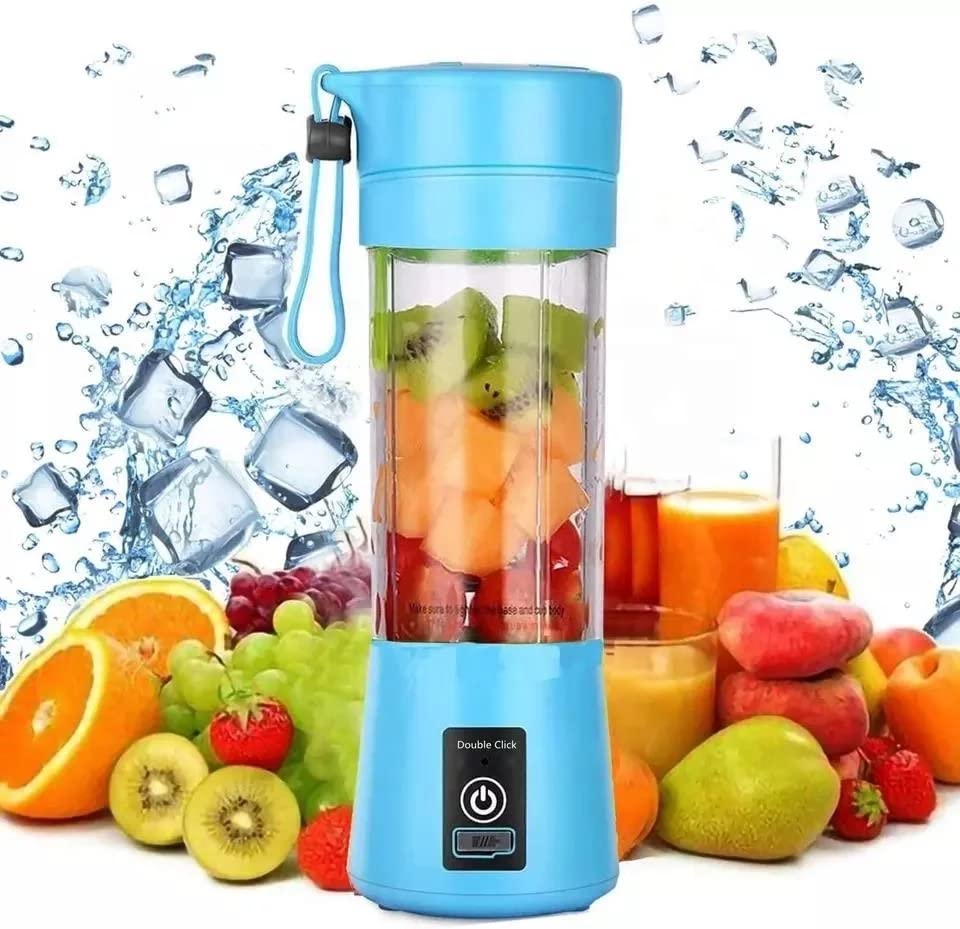 TITANFINITY Portable and Rechargeable Battery Juice Blender, Personal Size Blenders with USB Rechargeable, Mini Juicer Smoothie Blender Travel Size 380ML, Personal Blender for Shakes and Smoothies (Blue)