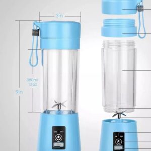 TITANFINITY Portable and Rechargeable Battery Juice Blender, Personal Size Blenders with USB Rechargeable, Mini Juicer Smoothie Blender Travel Size 380ML, Personal Blender for Shakes and Smoothies (Blue)