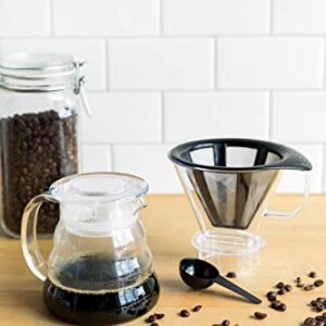 Bodum Melior Pour Over Borosilicate Glass Coffee Dripper with Carafe Lid and Stainless Steel Filter, 20 Ounce, Clear