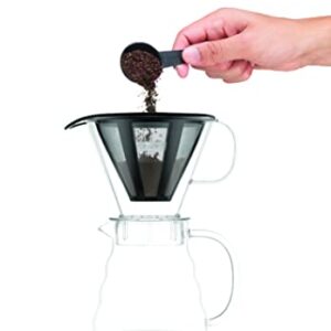 Bodum Melior Pour Over Borosilicate Glass Coffee Dripper with Carafe Lid and Stainless Steel Filter, 20 Ounce, Clear