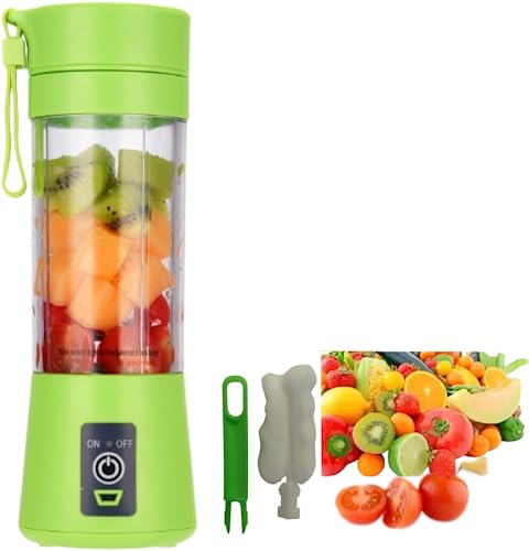 Personal Blender for Shakes and Smoothies, Personal Size Blenders with USB Rechargeable Blender Bottles Travel 380ML (Green)