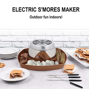 ULTICOR Electric Flameless Stainless Steel Marshmallow S'mores Maker, with 4 Compartment Tray, and 4 Roasting Forks, Indoor Safe, for Parties and Fun Times, Safe for Kids with Adult Supervision