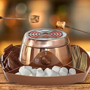 ULTICOR Electric Flameless Stainless Steel Marshmallow S'mores Maker, with 4 Compartment Tray, and 4 Roasting Forks, Indoor Safe, for Parties and Fun Times, Safe for Kids with Adult Supervision