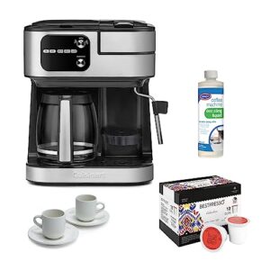 cuisinart coffee center barista bar 4-in-1 brew options coffeemaker (black) bundle with cup and saucer set, roast and descaling liquid (4 items)
