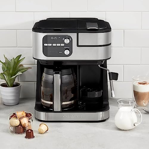 Cuisinart Coffee Center Barista Bar 4-In-1 Brew Options Coffeemaker (Black) Bundle with Cup and Saucer Set, Roast and Descaling Liquid (4 Items)