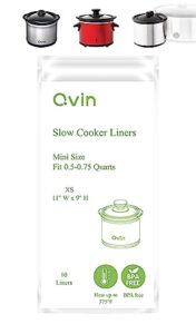 qvin slow cooker liners, disposal plastic bags, compatible with 16 0z mini crockpot, qvin 0.65qt slow cooker, 20 oz crock-pot luch box food warmer, betty 0.7qt crocker,fit 0.5 to 0.75quart, 1 pack (10 liners)