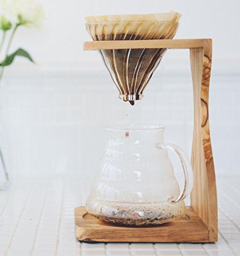 Hario V60 Olive Wood Pour Over Stand Set