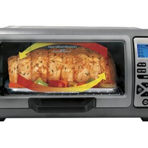 Hamilton Beach Digital Countertop Toaster Oven with Easy Reach Roll-Top Door, 6-Slice, With Bake Pan, Stainless Steel (31128)