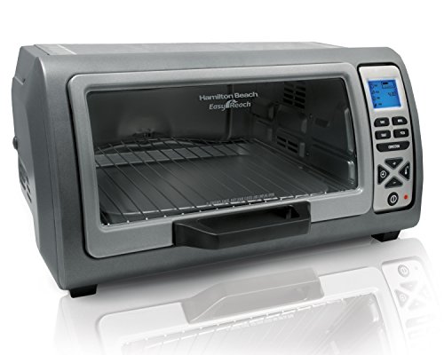 Hamilton Beach Digital Countertop Toaster Oven with Easy Reach Roll-Top Door, 6-Slice, With Bake Pan, Stainless Steel (31128)